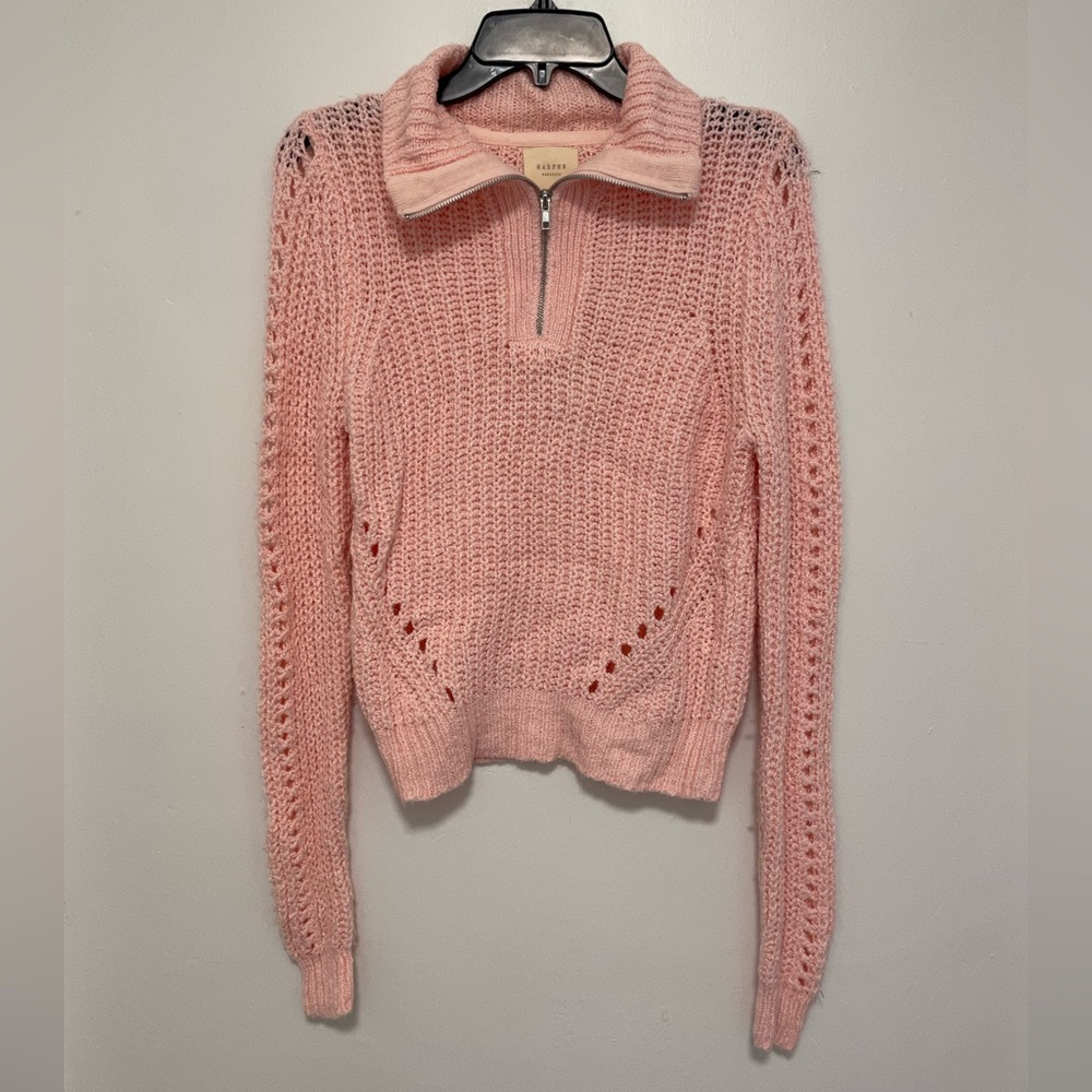 Harper Heritage Pink Knit Quarter Zip Pull Over